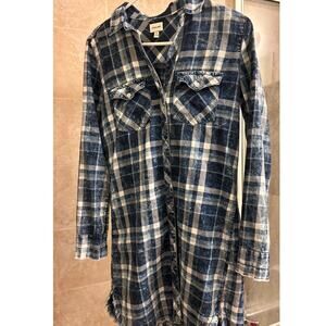 Sneak Peek Women's Denim Shirt Dress Button Front Plaid Collar Pocket Cotton Top